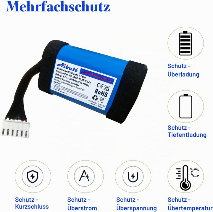 7800mAh Ersatzakku für JBL Charge 5, Akku für JBL Charge 5th Generation Bluetooth Lautsprecher, Ersa
