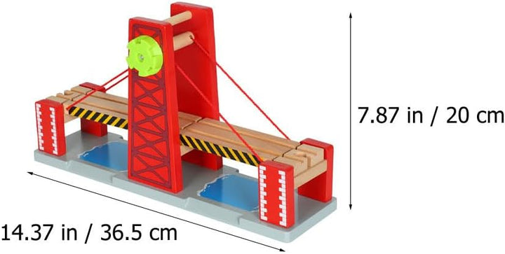 ibasenice Holz-Zugbrücke Hebebrücke Für Eisenbahnspielzeug Kompatibel Mit Holzeisenbahn Schienen Set