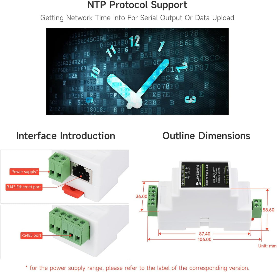 LUCKFOX RS485 to ETH (B) ‌Industrial-Grade RS485 to RJ45 Ethernet Rail Mounted Serial Server, TCP/IP