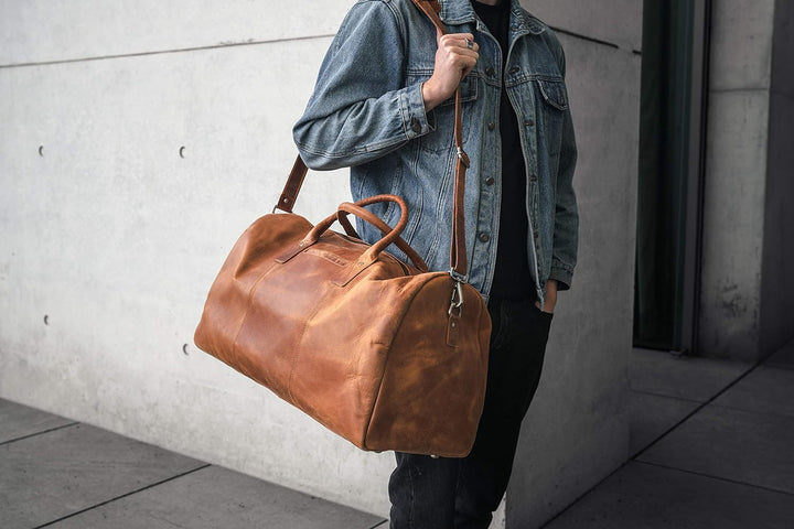 HOLZRICHTER BERLIN No 13-1 (L) - Premium Weekender Reisetasche, Sporttasche und Handgepäck aus Leder