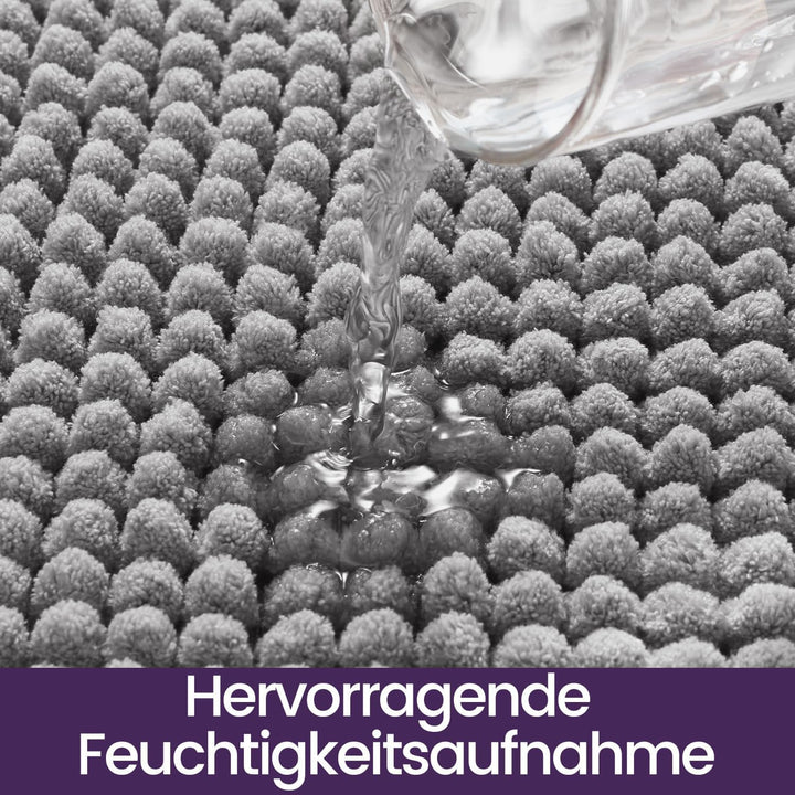 DEXI Badezimmerteppich Set 2 Teilig, weicher Badematte aus Chenille Saugfähig, rutschfest waschbar B