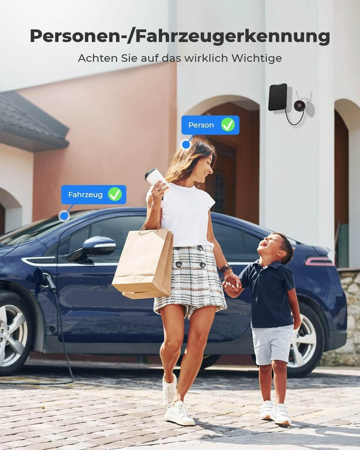 Reolink 5MP Überwachungskamera Aussen Akku, Kabellose Solar WLAN Kamera Outdoor mit PIR- & KI-Erkenn