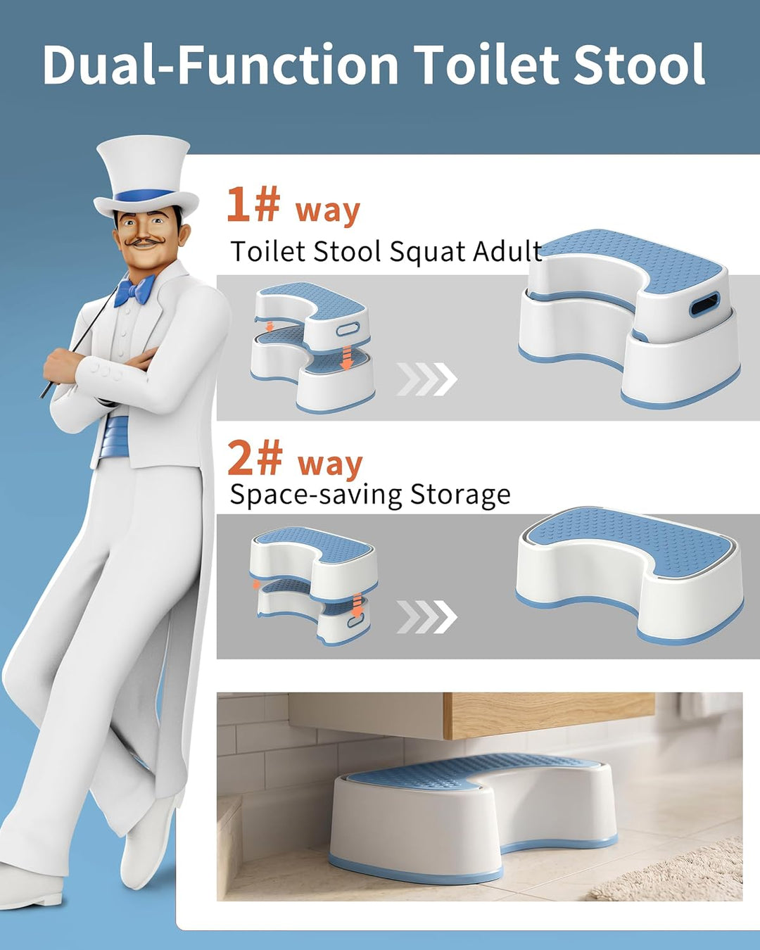 MR.SIGA Toilettenhocker Squat für Erwachsene, strapazierfähiger Badezimmerhocker, rutschfeste Toilet