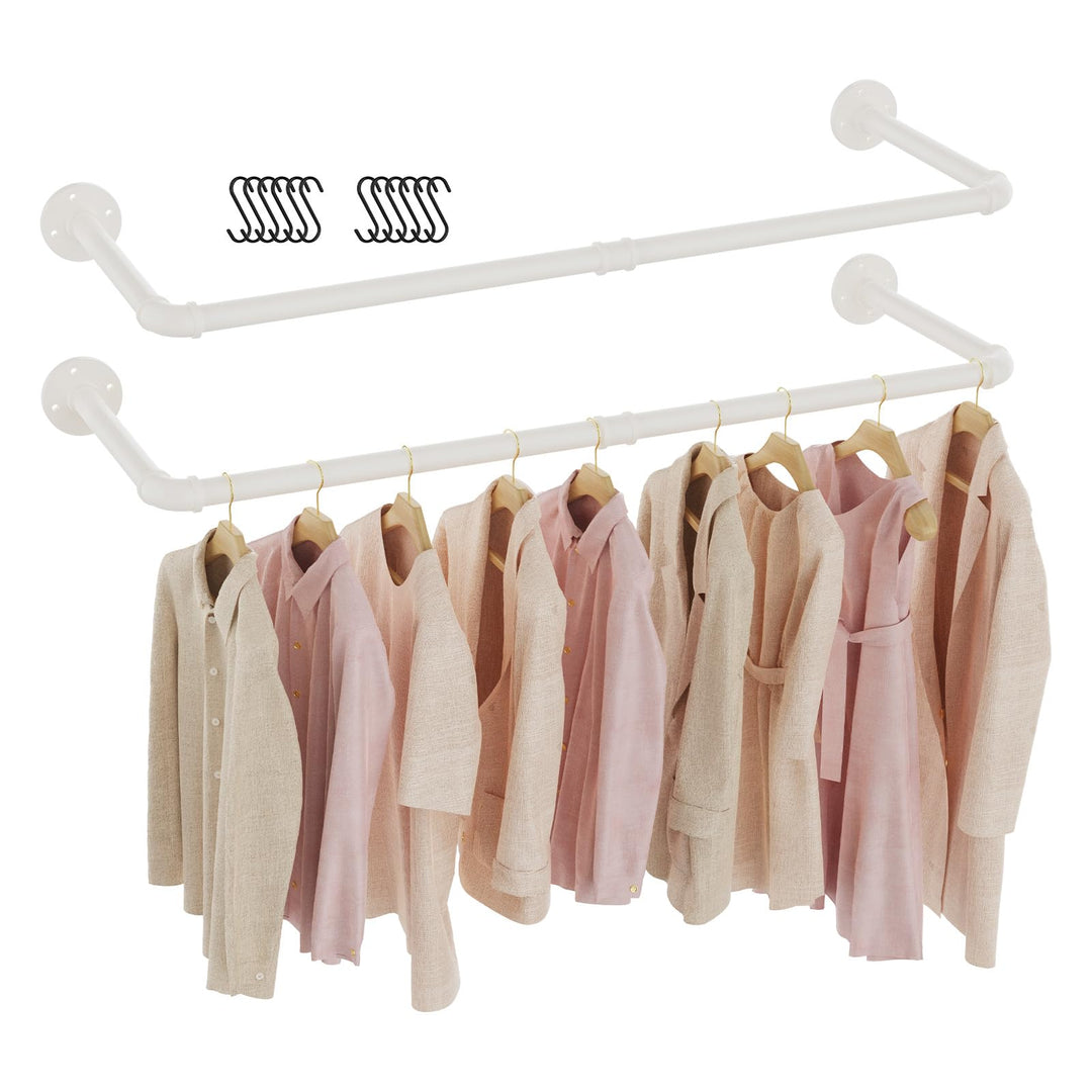 2er Set Kleiderstange Industrial, 97 cm Kleiderständer Wandmontage, Platzsparenders Wandregal Küchen