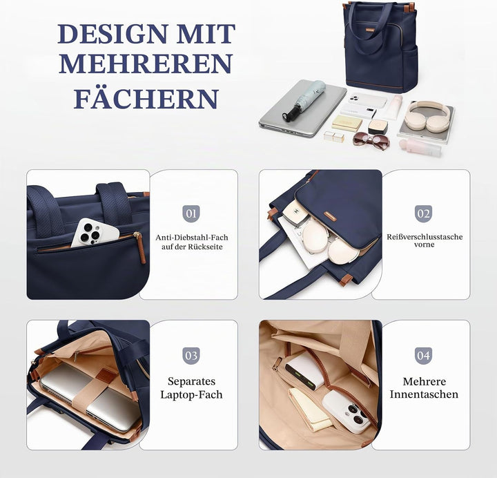 GOLF SUPAGS Convertible Laptop-Rucksack für Frauen Casual Daypack Notebook Tote Bag für Arbeit Hochs