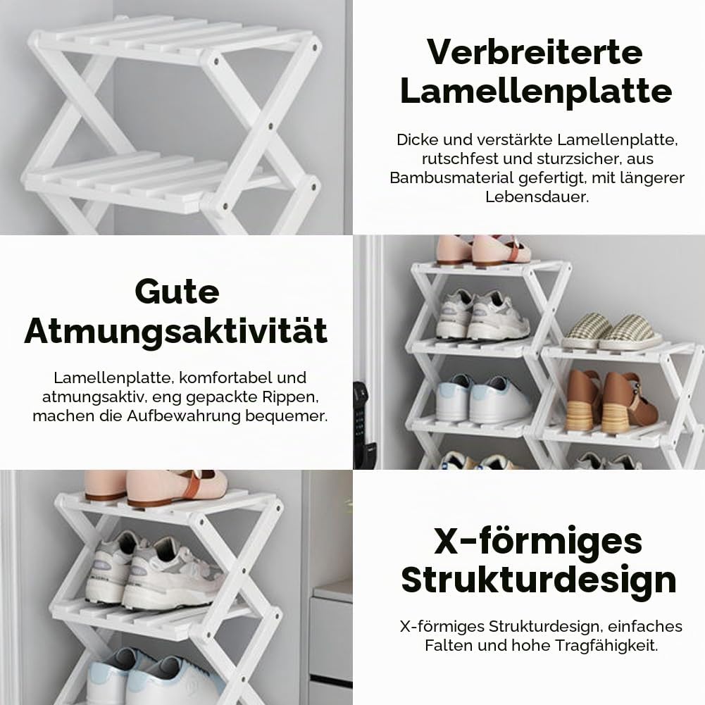 Gohytal Schuhregal Kleines, Faltbar Keine Installation, Freistehendes Mini Schuhregal für Camping, F