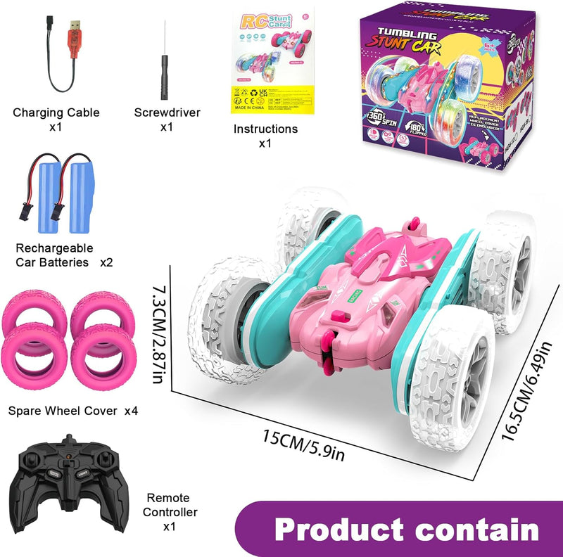 seveclotree Ferngesteuertes Auto Mädchen,Geschenk Mädchen 3 4 5 6 7 8 9 Jahre,2.4Ghz 4WD 360° Flip F