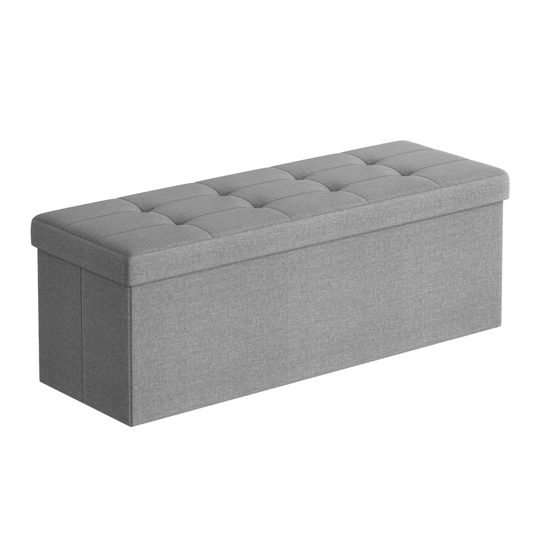 SONGMICS Sitzhocker mit Stauraum, klappbare Sitzbank, 38 x 110 x 38 cm Fussbank, Aufbewahrungsbox, b