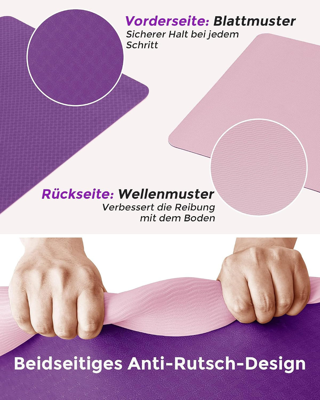 Narwhal Yogamatte Rutschfest Fitnessmatte Umweltfreundliche TPE Sportmatte mit Tragegurt Gymnastikma