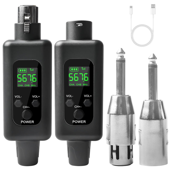 XLR Mikrofon Sender Empfänger, 2.4G Kabelloses Funkmikrofon-Adapter 1 zu 1 Kabelloses Mikrofon für d