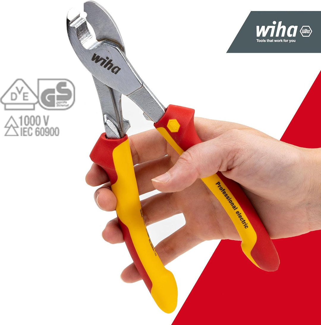 Wiha Kabelschneider Professional electric mit ein- und ausschaltbarer Öffnungsfeder I 210 mm, 7" I V