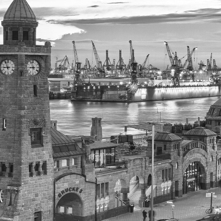 Runa Art Wandbilder Hamburg 5 Teilig Bild auf Vlies Leinwand Deko Wohnzimmer Schlafzimmer Hafen Schw