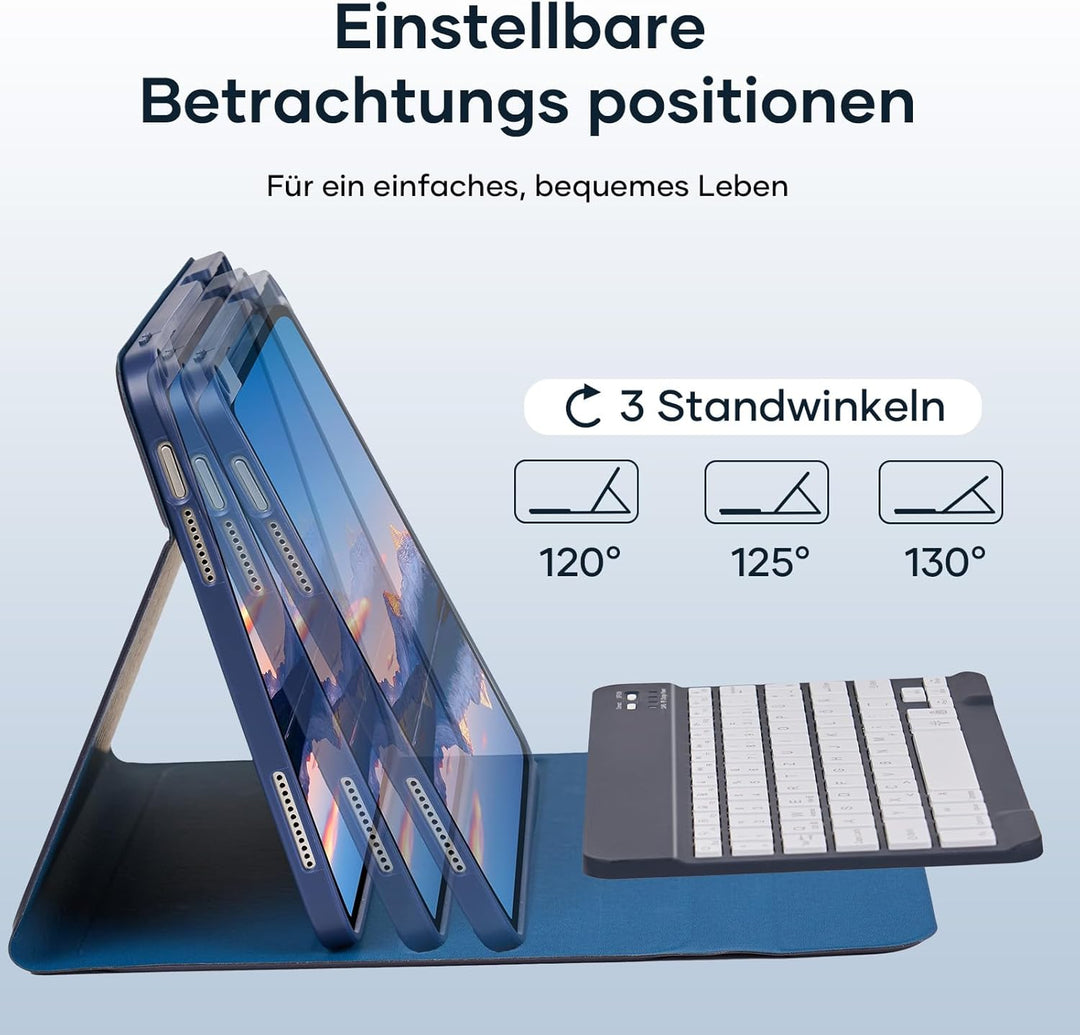 WALWALO Hülle mit Tastatur für iPad A16 11 Generation 2025/10 Generation 2022, (11/10.9 Zoll) - 7 Be