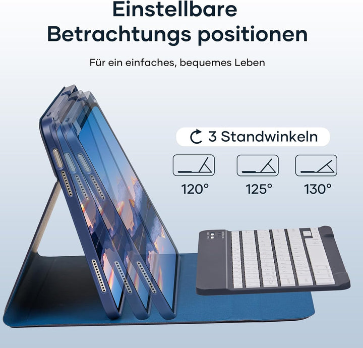 WALWALO Hülle mit Tastatur für iPad A16 11 Generation 2025/10 Generation 2022, (11/10.9 Zoll) - 7 Be