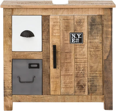 Woodkings® Waschbeckenunterschrank Pune Echtholz Mango Waschtischunterschrank massiv Badmöbel Badezi
