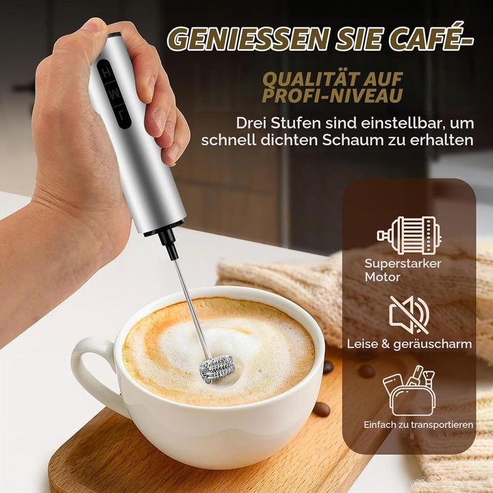 Elektrische Milchaufschäumer,USB Milchaufschäumer Elektrisch,Mixer aus Edelstahl für Geschenkschaumb
