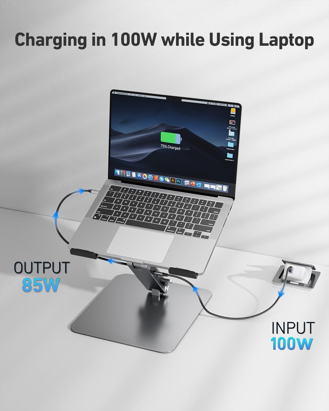 BENFEI Laptop Ständer mit 6-in-1 USB C Dockingstation: HDMI (4K@60Hz), Gigabit-LAN, 100W Power Deliv