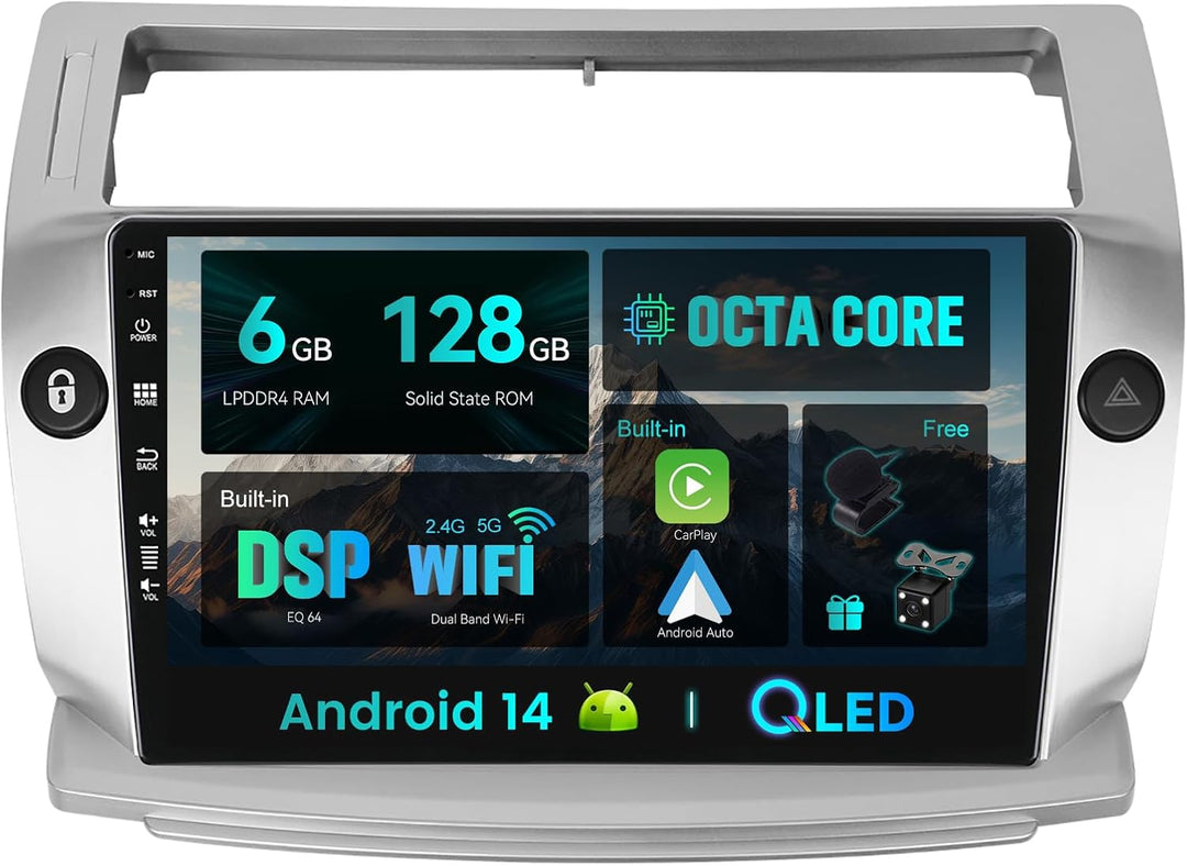 SXAUTO - 6G+128G - Android 12 IPS Autoradio für Citroen C4/C-Quatre/C-Triomphe (2004-2012) - Eingeba