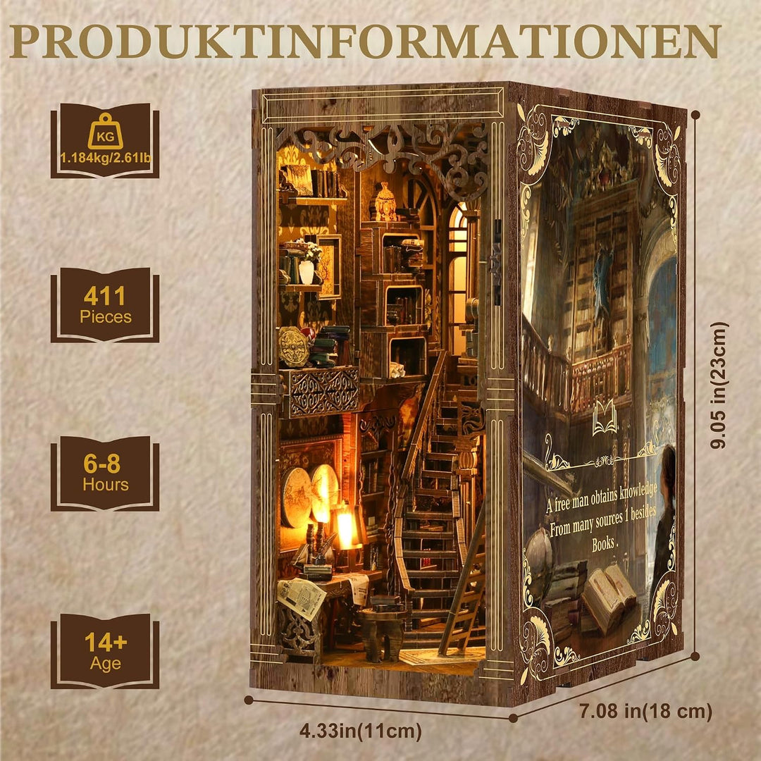 Book Nook Kit für Erwachsene - CRIOLPO DIY Miniatur Haus Holzpuzzle 3D Puppenhaus - Buchstütze für B