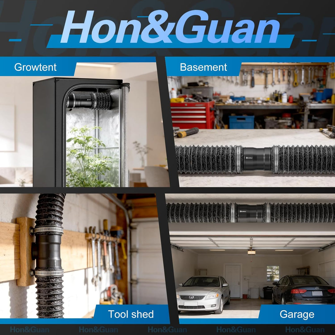 Hon&Guan 150mm Inline-Rohrventilator Regelbar, 587m³/h Rohrlüfter, Abluftventilator mit EU-Stecker,