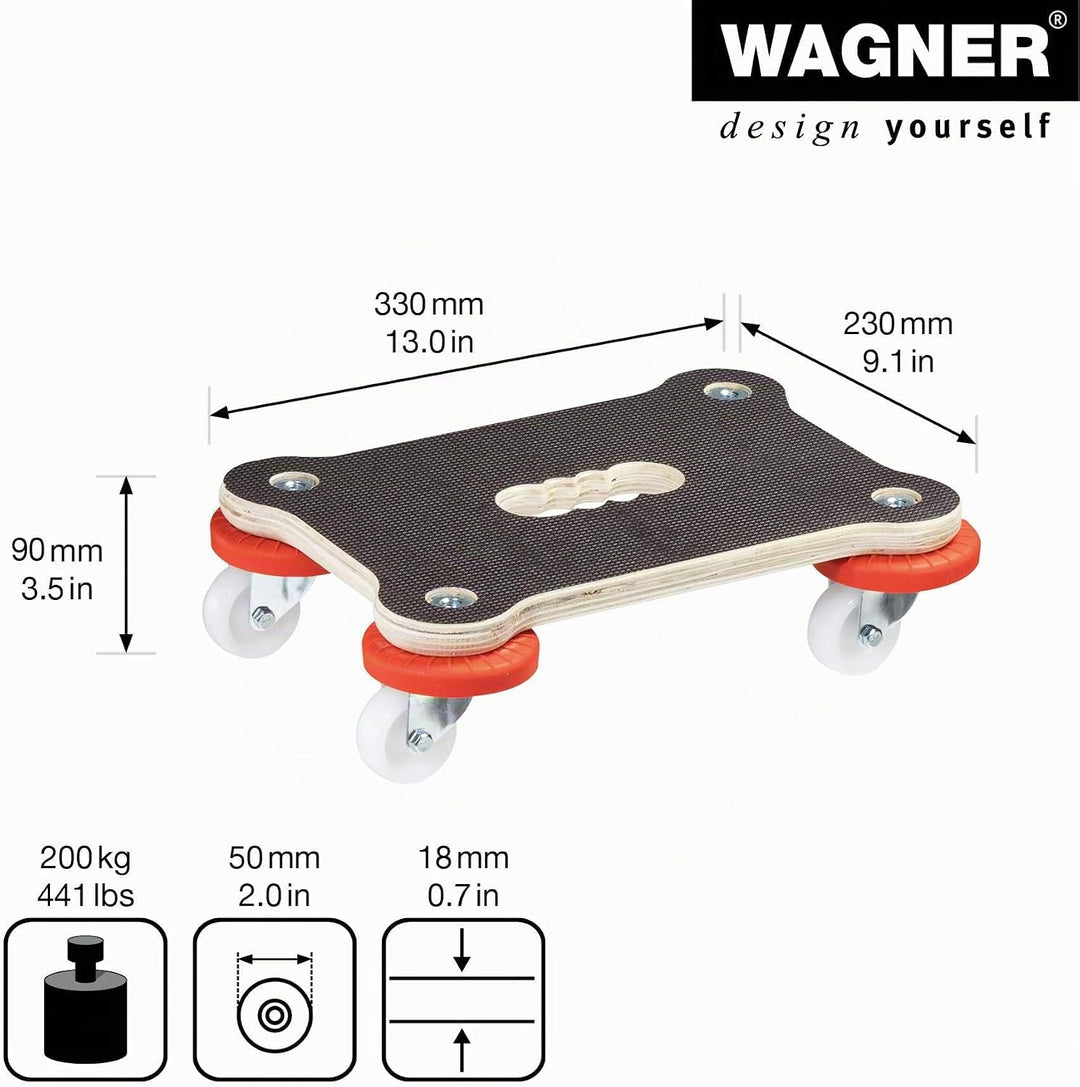 Wagner Transporthilfe MM 1355 I 33 x 23 x 9 cm - Tragkraft 200 kg - ideal für schwere Transportboxen