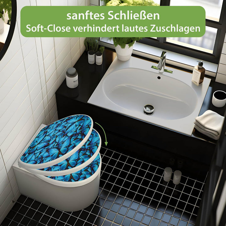 banjado Toilettendeckel mit Absenkautomatik 44,5x37cm - Soft Close Toilettensitz - WC Sitz mit Absen