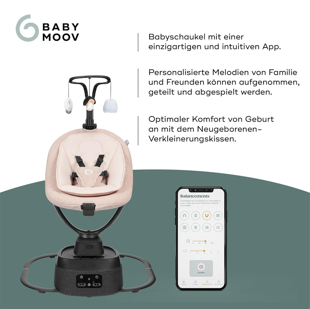 Babymoov elektrische Babyschaukel Swoon Evolution Connect Mocca - mit Smartphone App - Musikstreamin