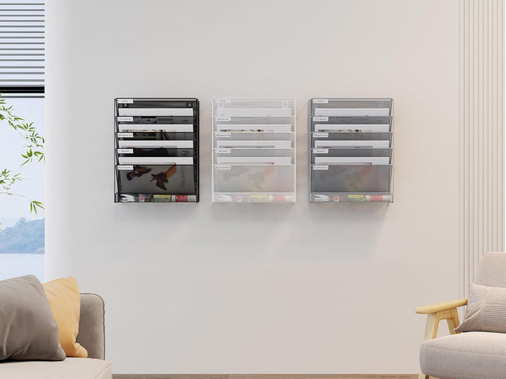 EasyPAG 6 Fächer Metall A4 Zeitschriftenhalter Wand Zeitschriften Wandhalter Aktenablage Dokumentenh
