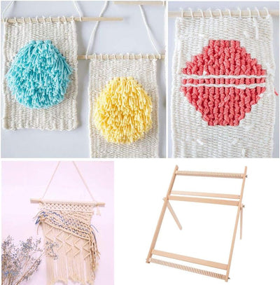 BHDD Webstühle mit Ständer, Multi-Handwerk Webstuhl Kit Verstellbarer Webrahmen Massivholz Abdeckung