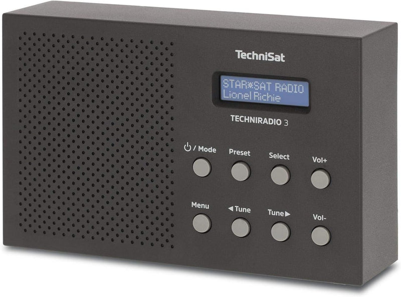 TechniSat TechniRadio 3 DAB Radio (DAB+, UKW, portabel, Radiowecker, Blockdesign) schwarz, Schwarz