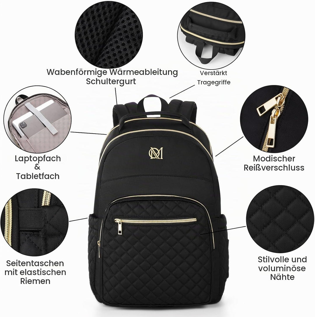 RJEU Rucksack Damen,Laptop Rucksack 15,6 Zoll Schulrucksack für Universität Studium Lehrer Arbeit Re
