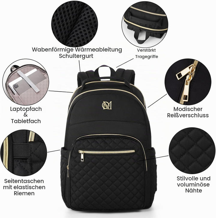 RJEU Rucksack Damen,Laptop Rucksack 15,6 Zoll Schulrucksack für Universität Studium Lehrer Arbeit Re