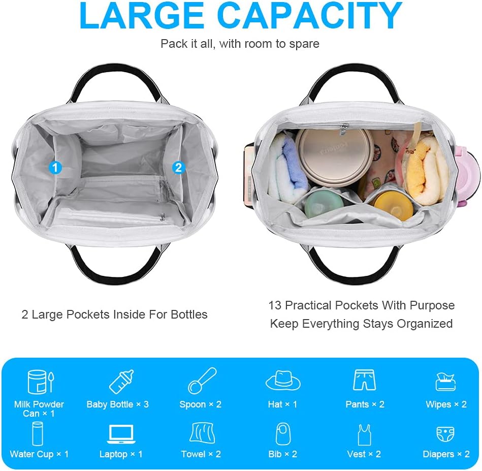 Vicloon Baby Wickelrucksack Wickeltasche, Wickeltasche Rucksack mit Babyflaschentasche, Multifunktio