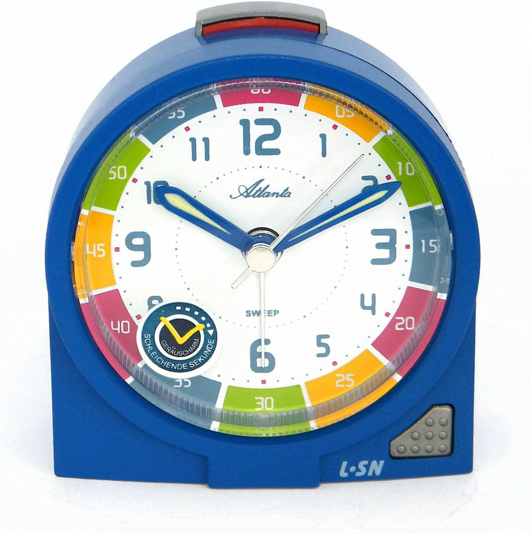 Atlanta Kinderwecker Ohne Ticken Jungen Blau Lernuhr Analog - 1937-5