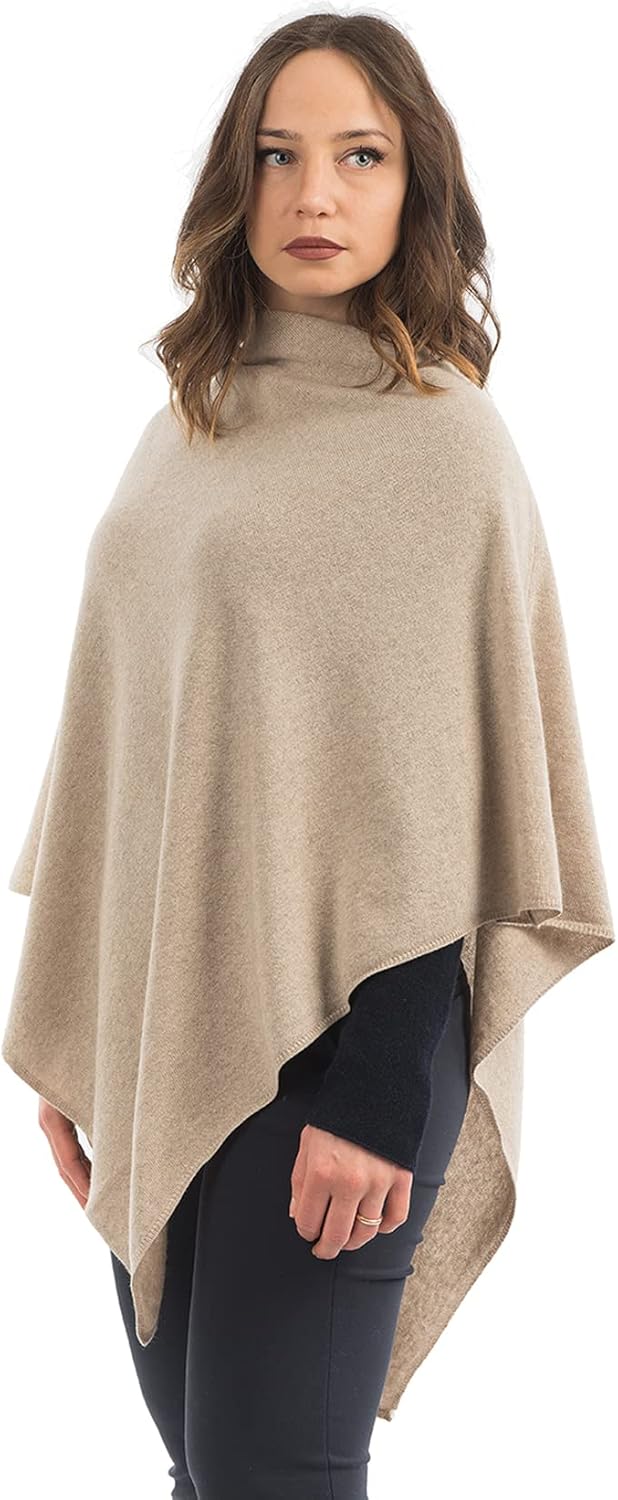 Dalle Piane Cashmere - Poncho aus Kaschmir-Gemisch - Made in Italy - Damen Einheitsgrösse Beige, Ein