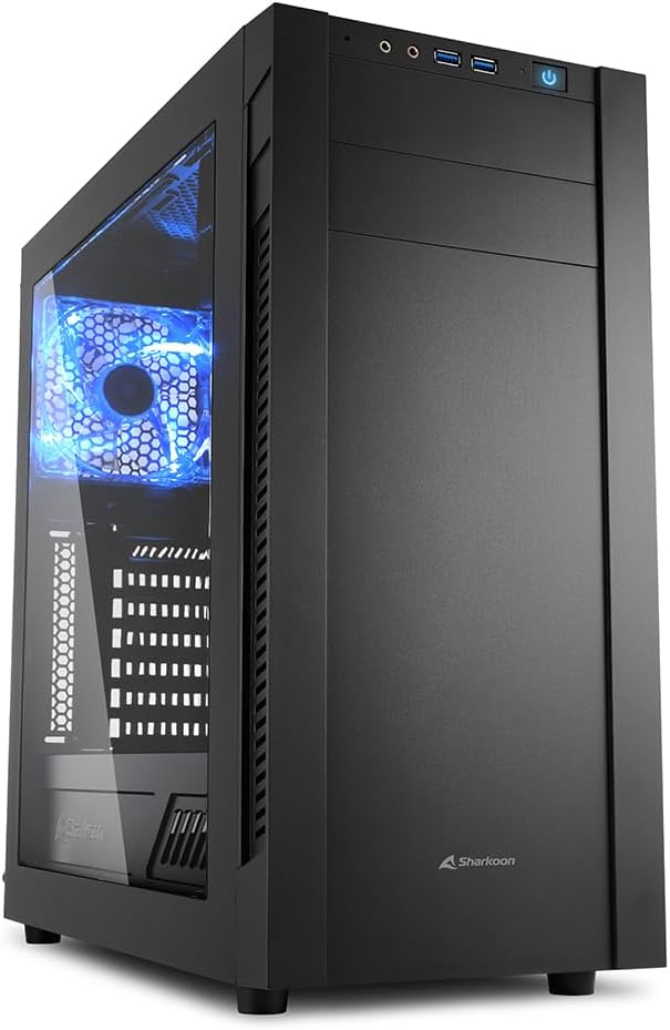 Sharkoon S25-W Gehäuse schwarz USB 3.0, 3x 120-mm-Lüfter vorinstalliert, Acryl-Seitenteil