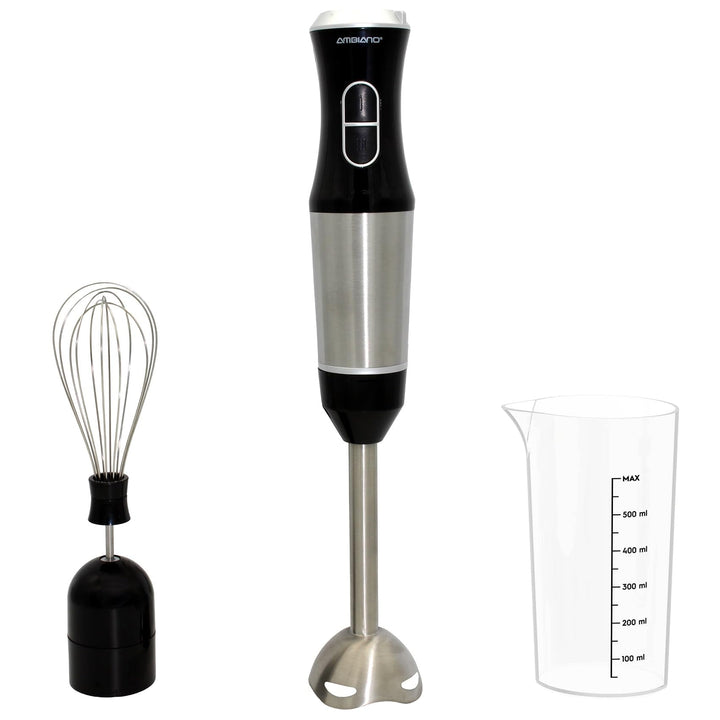 Stabmixer Edelstahl - Pürierstab elektrisch GS-Zeichen, inkl. Schneebesen & Messbecher, 400 Watt Lei