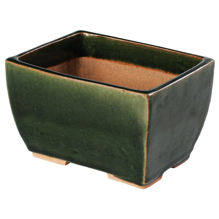 Wazakura Tokoname Serie Kleiner Handgefertigter Rechteckiger Bonsai-Topf mit Drainagelöchern 135 mm,