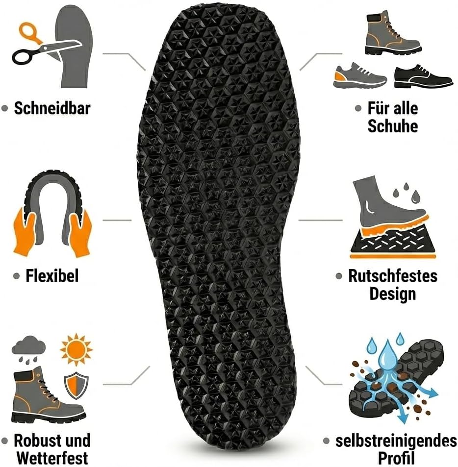 Langlauf Schuhreparatur Zellkautschuk Langsohle Sohle Black Star Extradick 6mm, 36/48, Schwarz