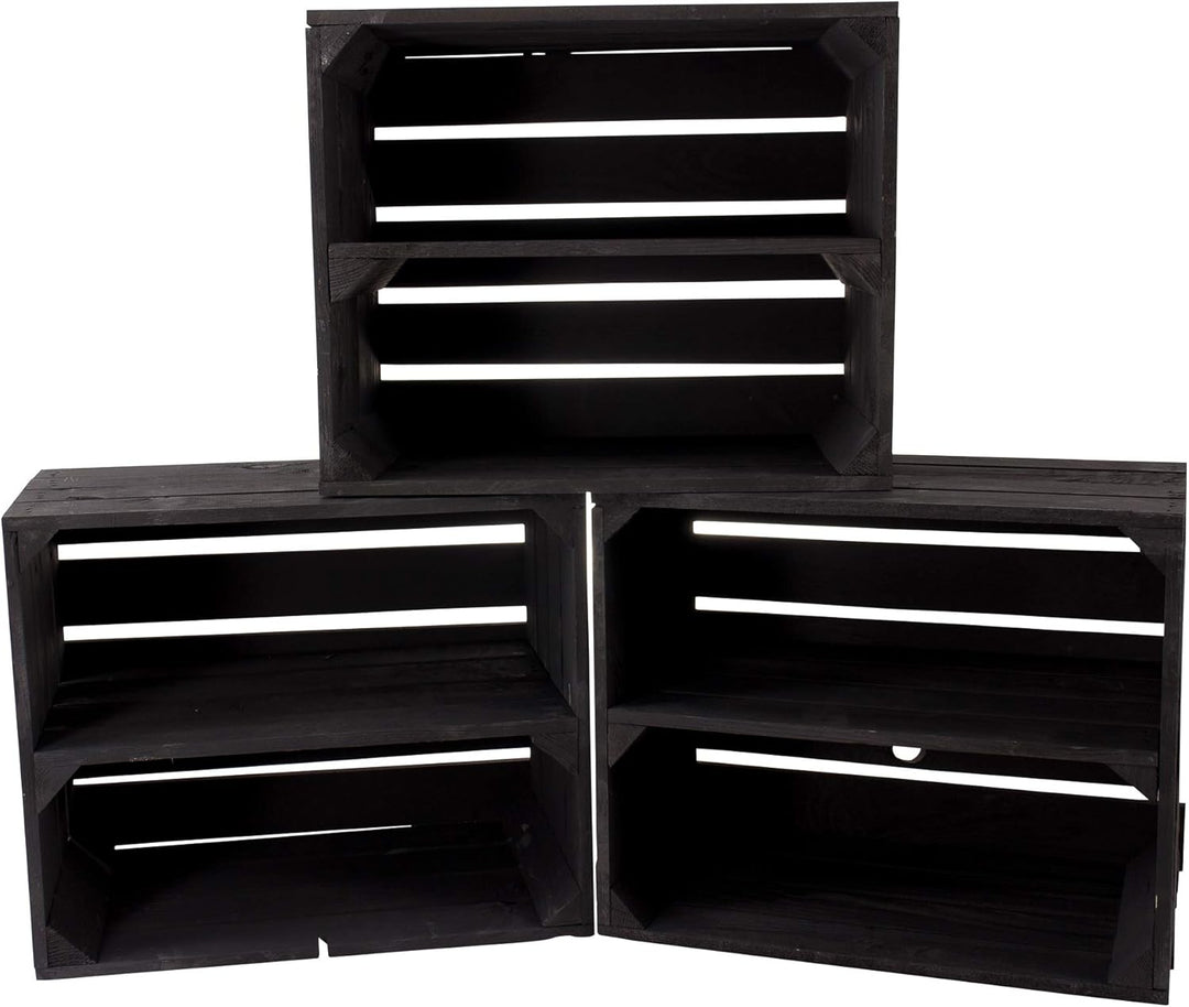 Schwarze Obstkisten Weinkiste Wohnzimmer Black Holzkiste Küche Holzkiste Regal 50x40x30cm (2 schwarz