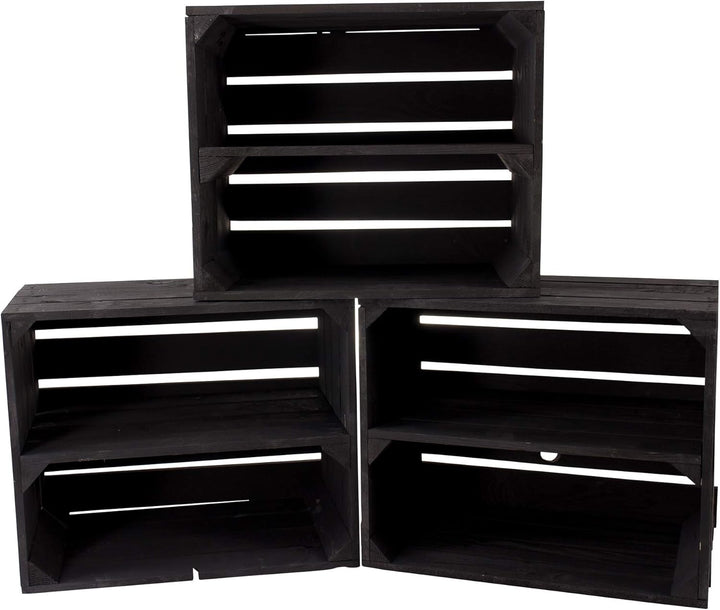 Schwarze Obstkisten Weinkiste Wohnzimmer Black Holzkiste Küche Holzkiste Regal 50x40x30cm (2 schwarz