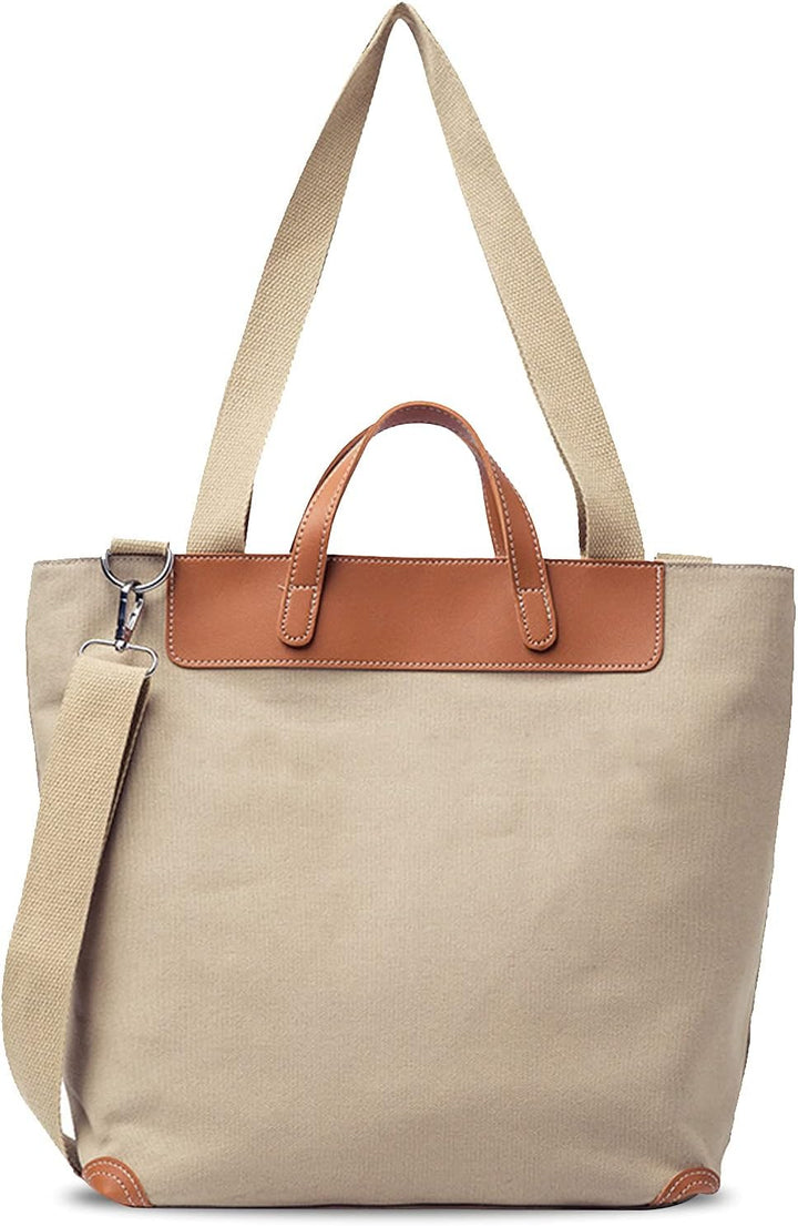 FANDARE Leichte Handtaschen Leinwand gross Schultertasche Damen Umhängetasche für 12.9 Zoll Laptopta