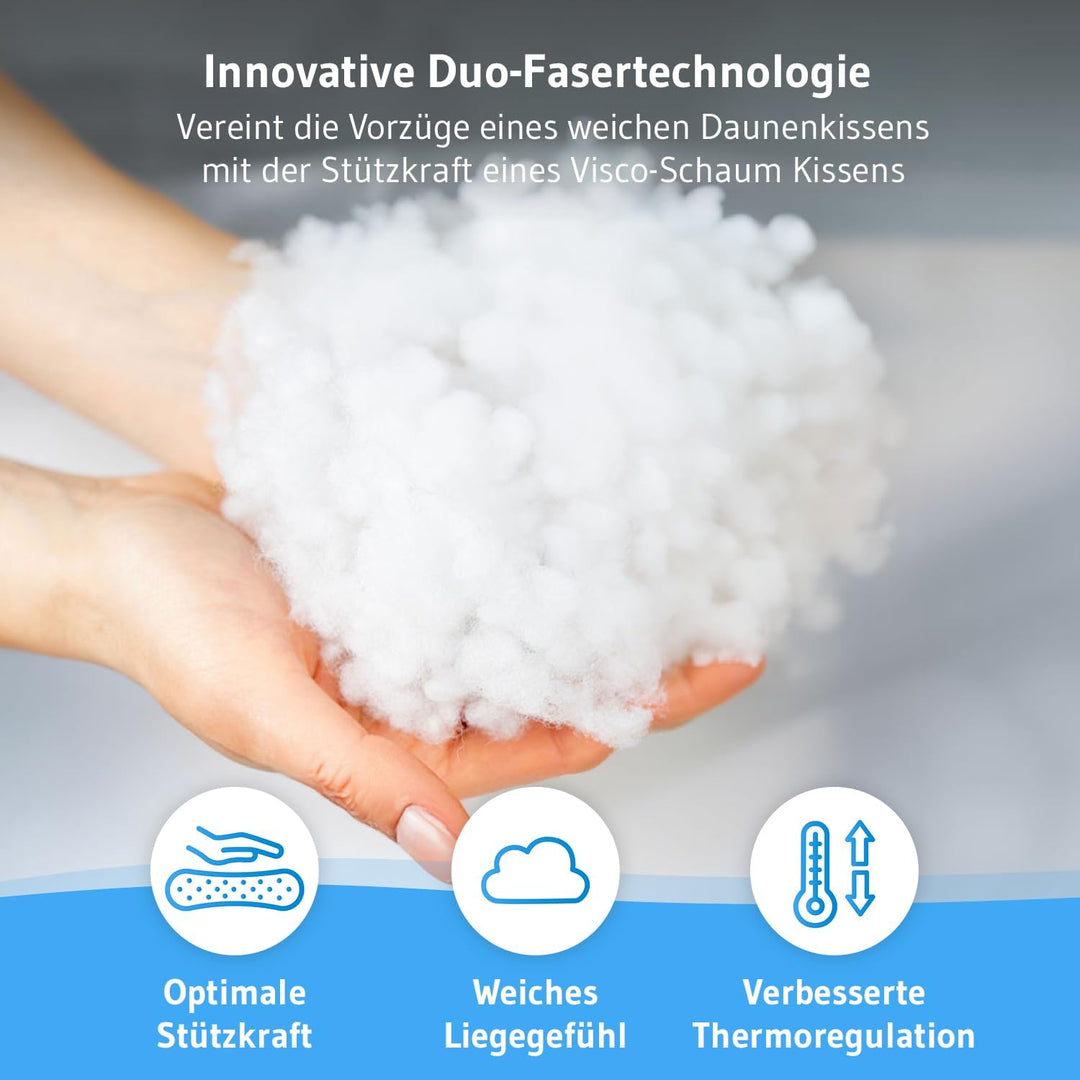 Kopfkissen 80x80 inSPIRO 2er Set, Orthopädisches Schlaf-Kissen vom Innovationspreisträger 2022, 80 x