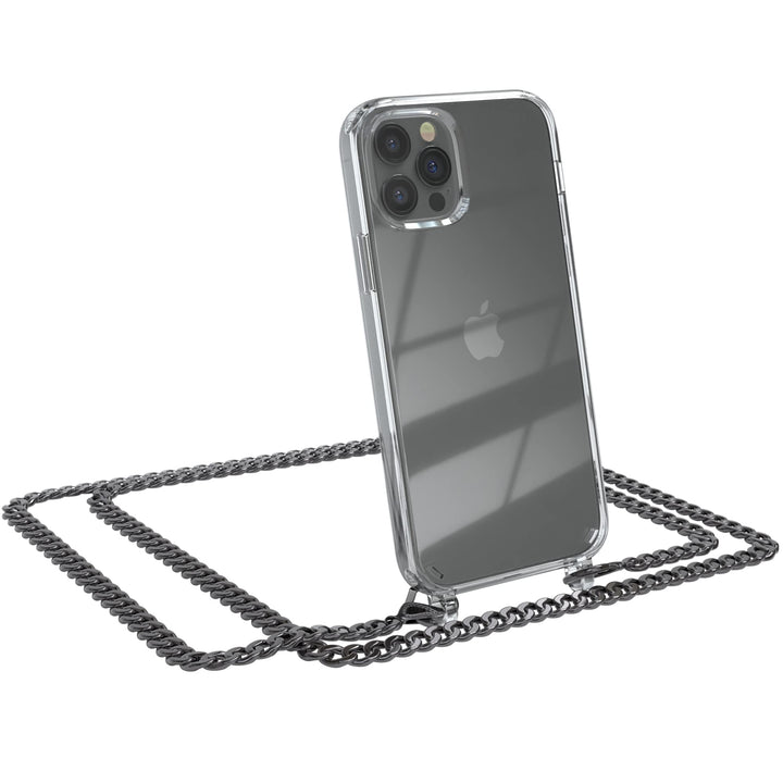 EAZY CASE Handykette kompatibel mit iPhone 12/12 Pro Handyhülle mit Metall Umhängeband und Ersatz Ko