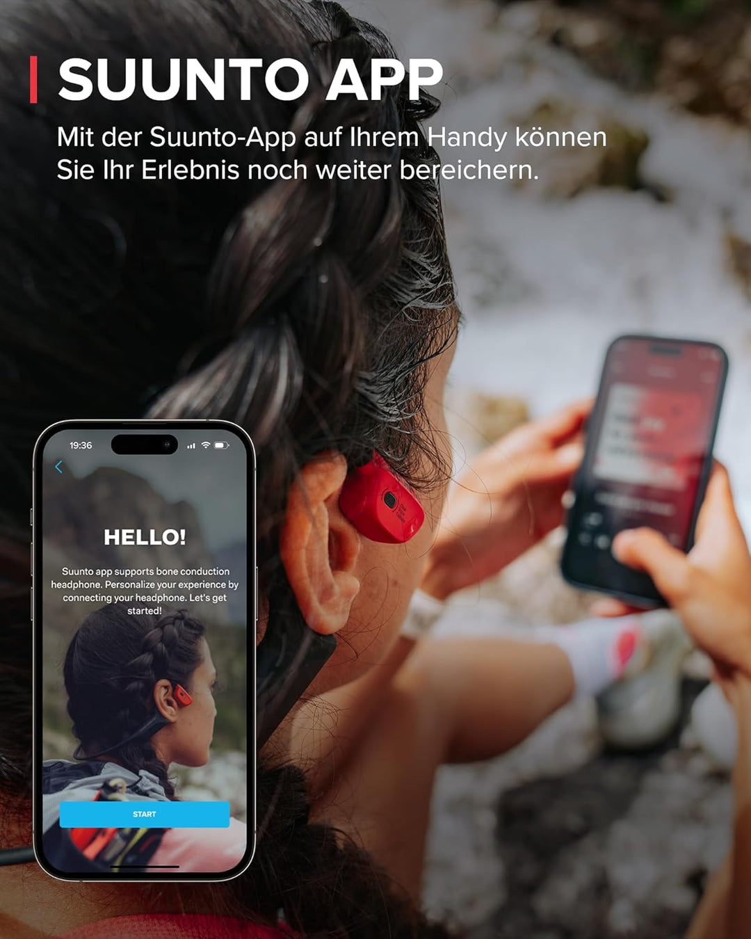 SUUNTO Wing Open-Ear Knochenschall Kopfhörer, Bluetooth Kabellos Sport Kopfhörer, Kopfbewegungssteue