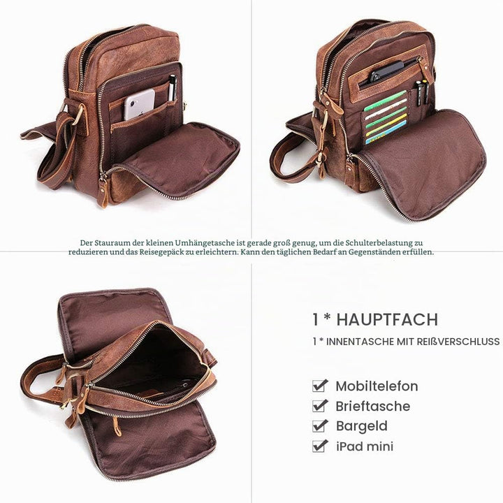 BAIGIO Schultertasche Umhängetasche Herren Leder Vintage Herrentasche Messenger Bag mit Schultergurt