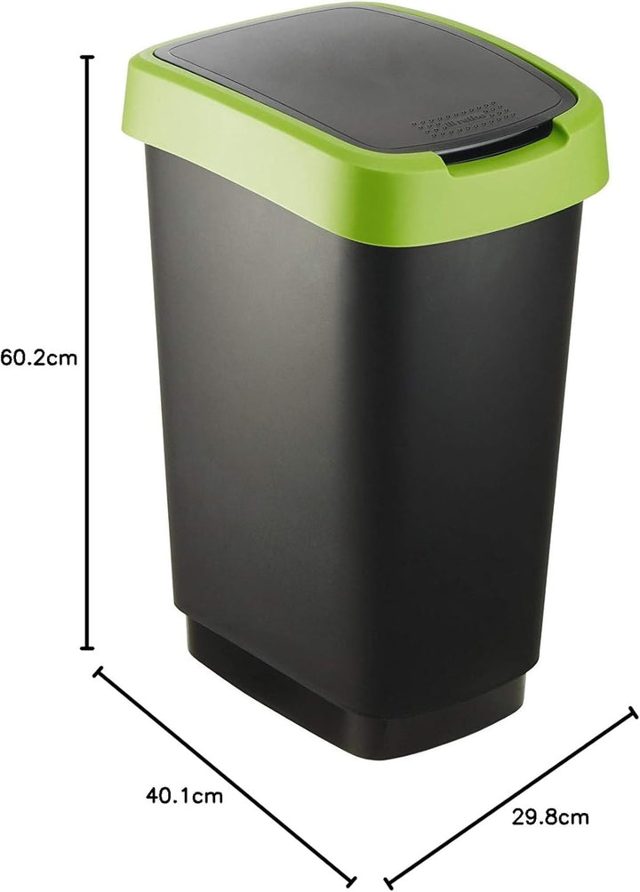Rotho Salsa Mülleimer 50l mit Deckel, Kunststoff (PP) BPA-frei, grün, 50l (40.1 x 29.8 x 60.2 cm) Gr