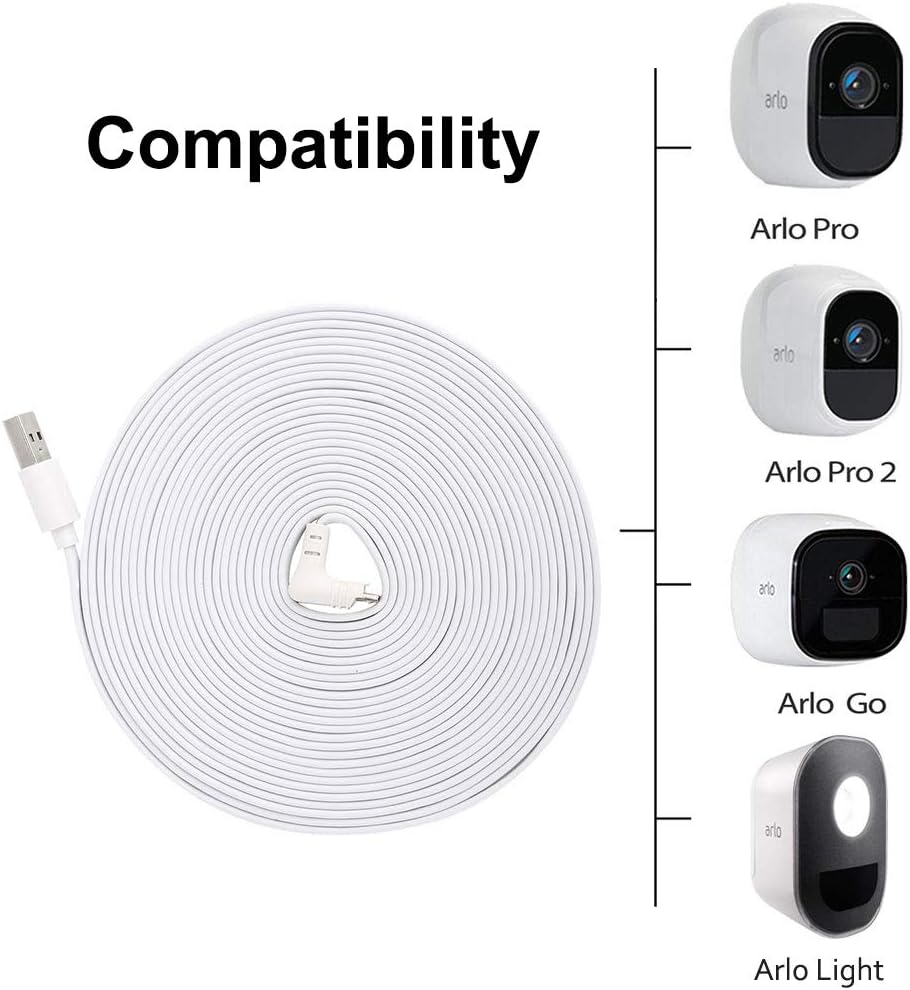 Arlo Pro-Ladekabel BECEMURU Quick Charge 3.0 & Akku-Ladeadapter mit 29.5ft/9m langem, wetterfestem K