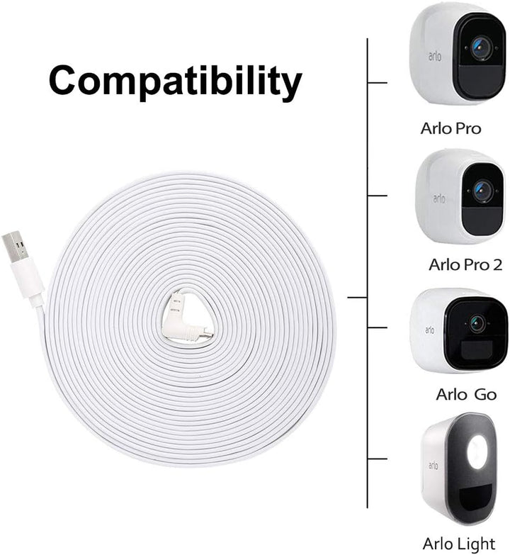 Arlo Pro-Ladekabel BECEMURU Quick Charge 3.0 & Akku-Ladeadapter mit 29.5ft/9m langem, wetterfestem K