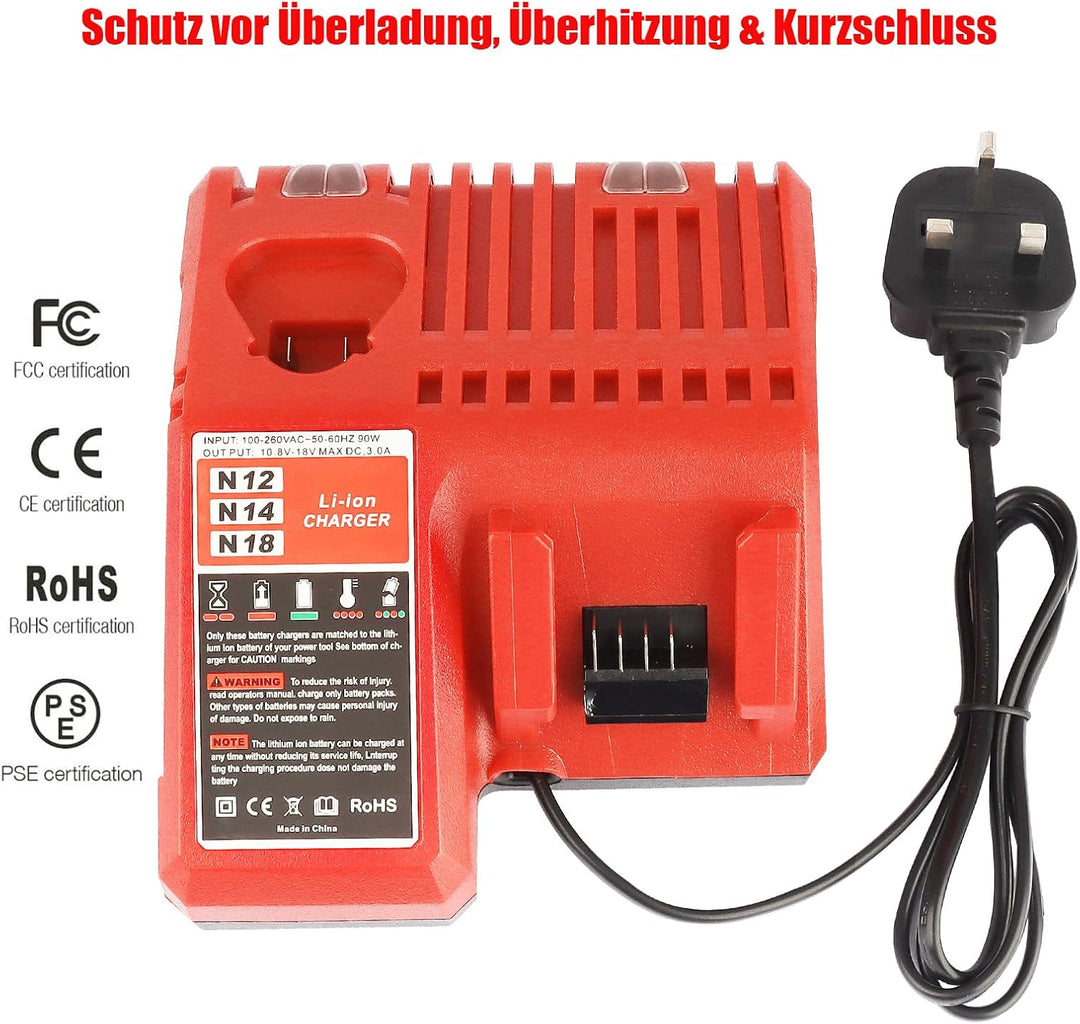 Waitley M12 &amp; M18 Ladegerät für Milwaukee M18 M12 akku